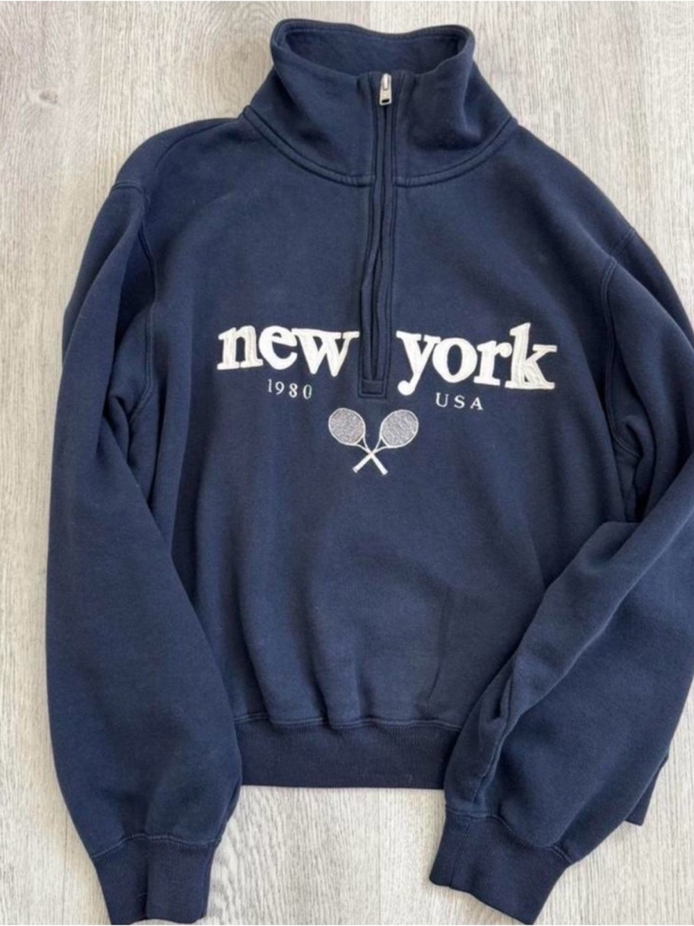 Hollister Blue Navy Half-Zip Sweatshirt with Logo size XS